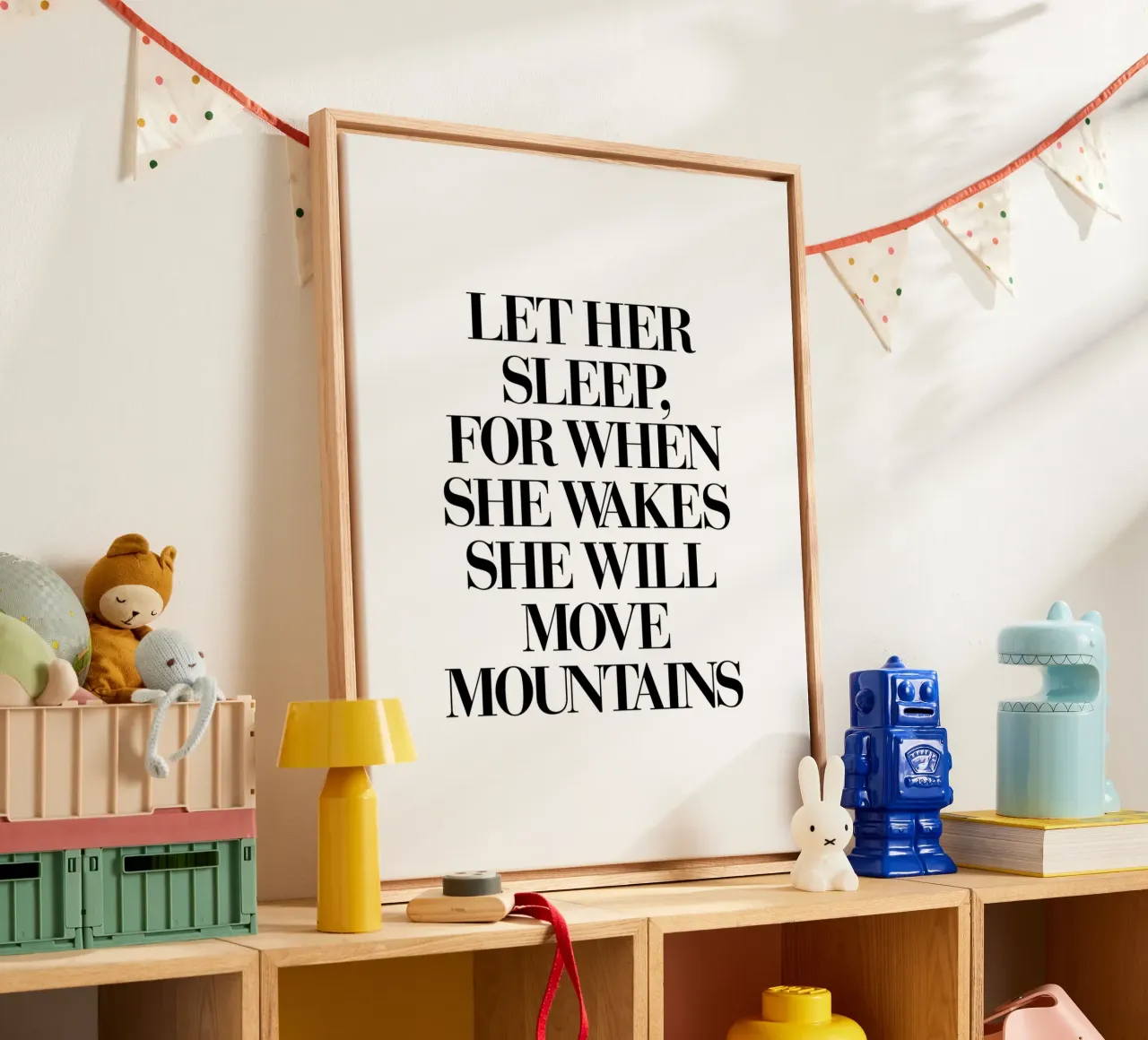 She Will Move Mountains Typografie Ontwerp canvas met Baklijst van THE MOTIVATED TYPE