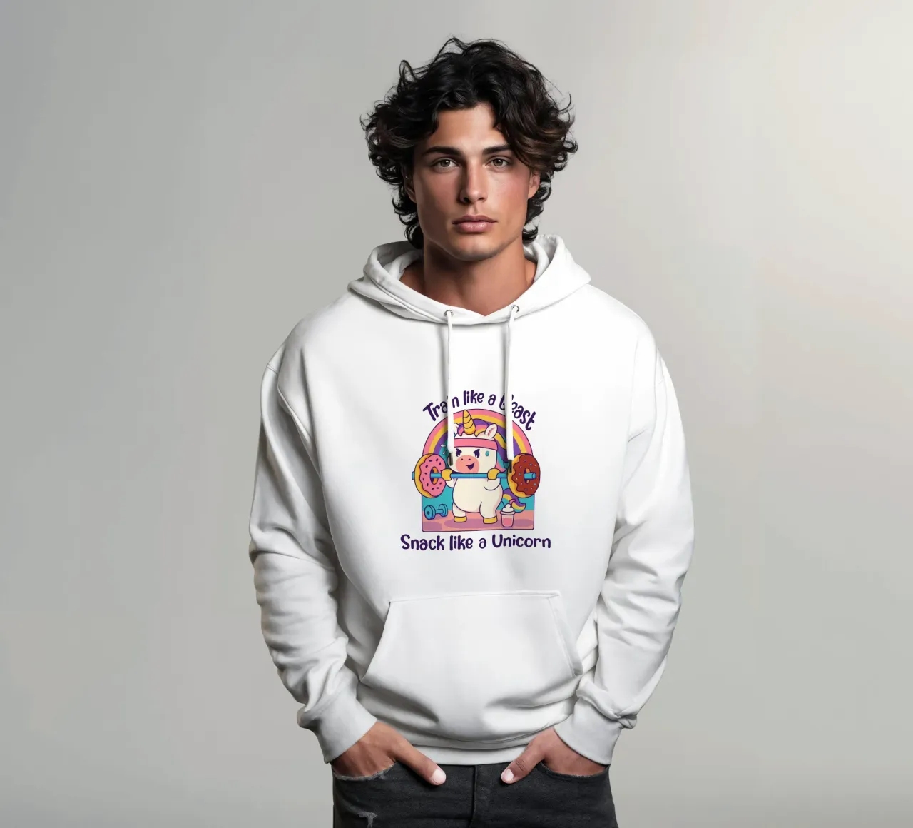 Entrena como una bestia, merienda como un unicornio sudadera con capucha de Loobs