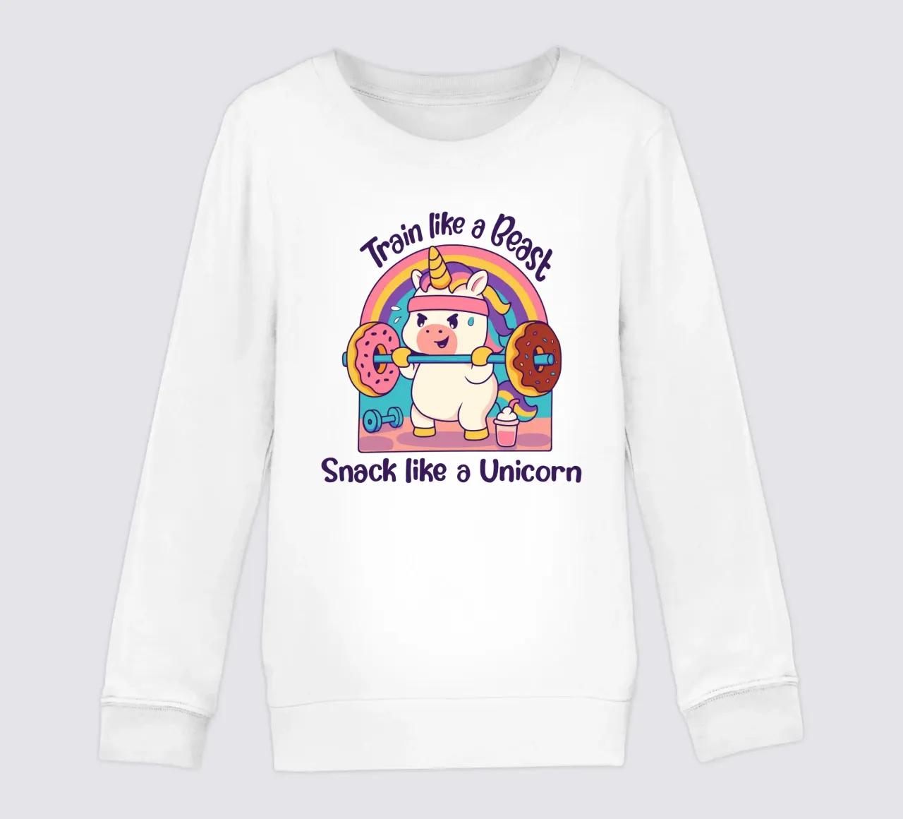 Entrena como una bestia, merienda como un unicornio sudadera para niño de Loobs