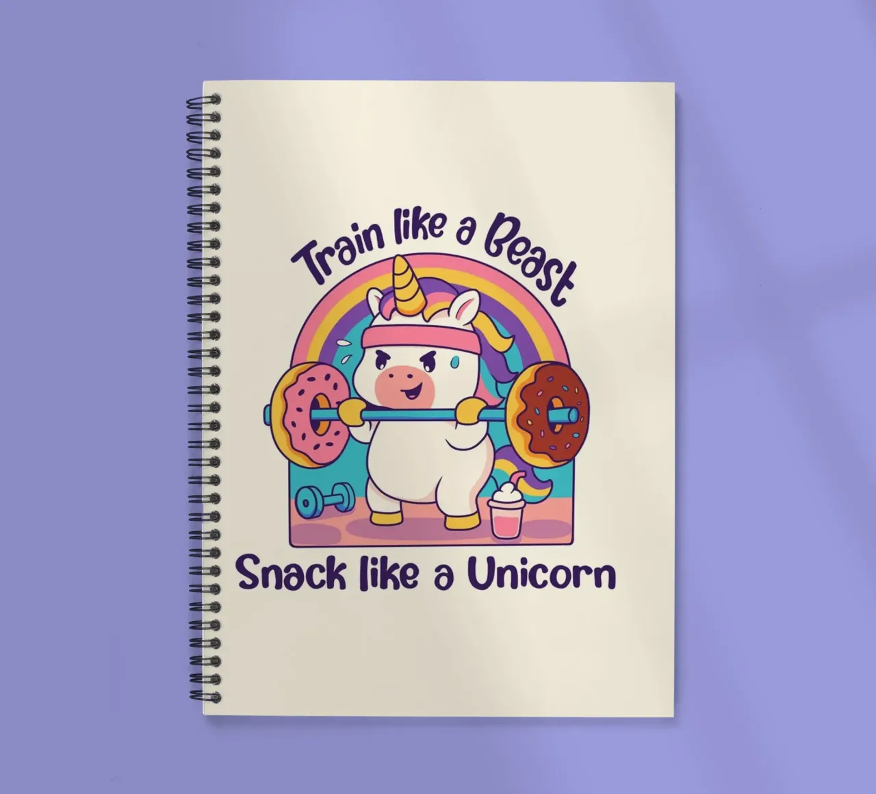 Train lile a Beast, snack like a Unicorn spiral notebook by Loobs