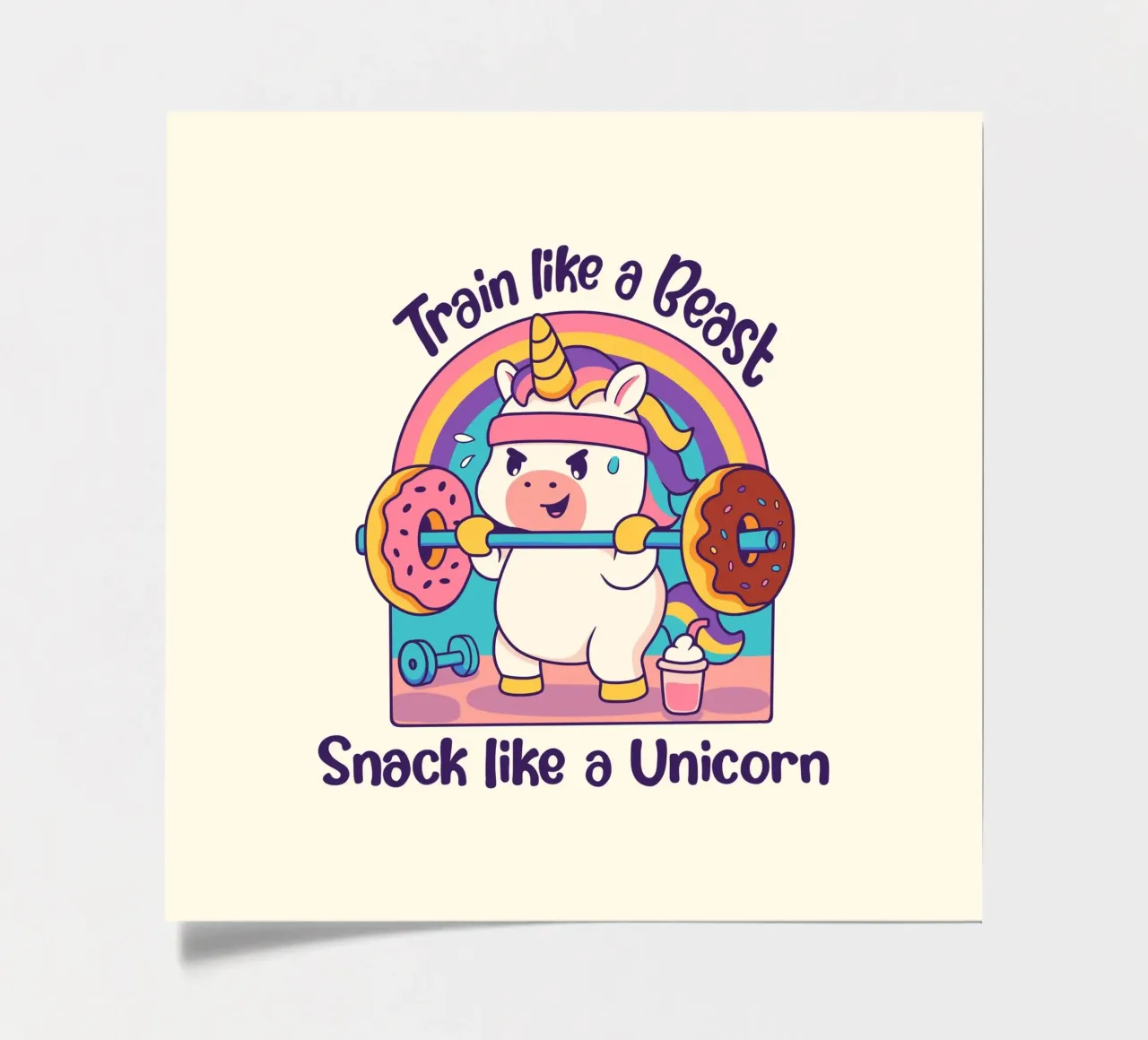 Train lile a Beast, snack like a Unicorn sticker sheet by Loobs