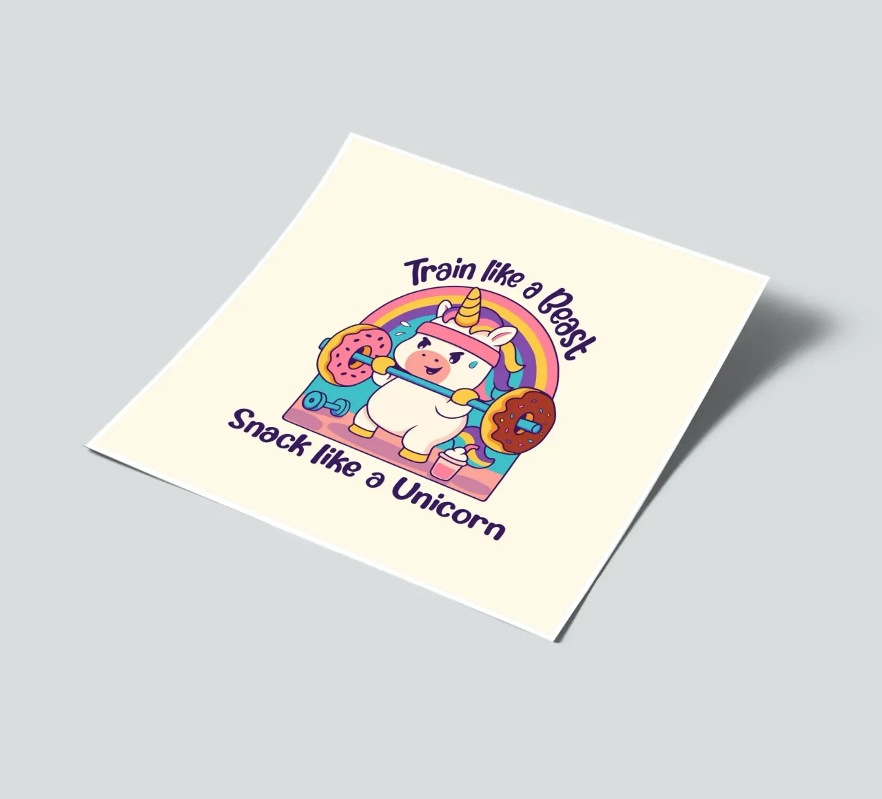 Train lile a Beast, snack like a Unicorn sticker sheet by Loobs