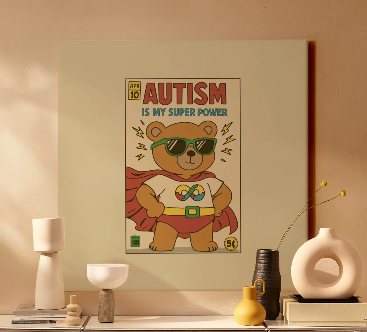 El autismo es mi superpoder lienzo con Marco flotante de Loobs