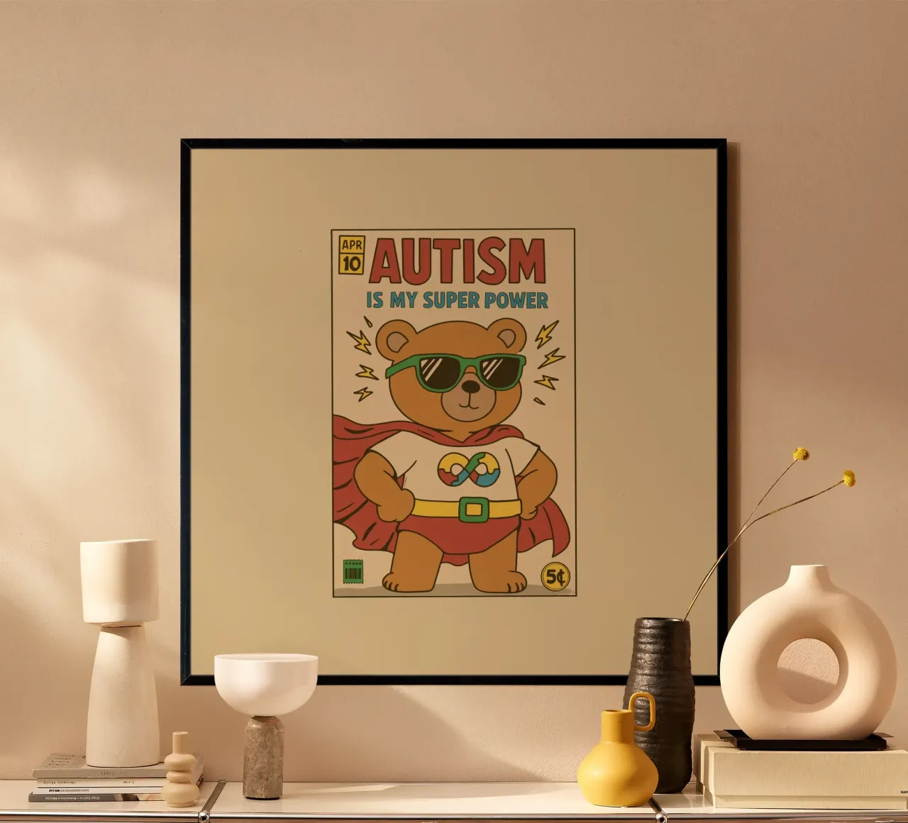 L'autismo è il mio superpotere poster con telaio in plastica da Loobs