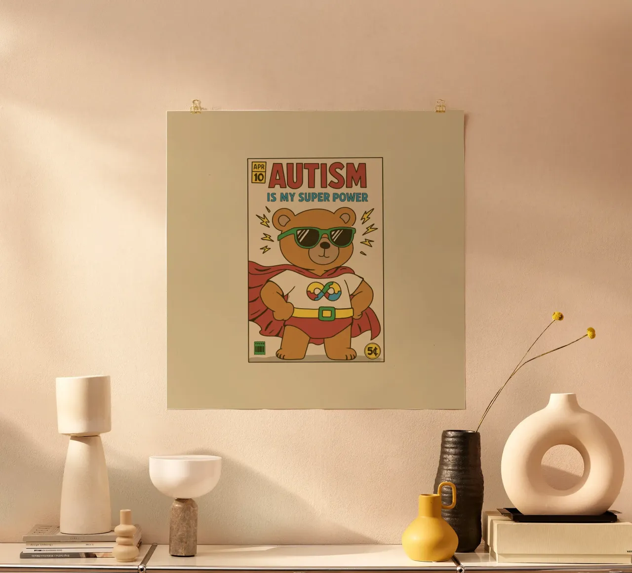 L'autismo è il mio superpotere poster con telaio in plastica da Loobs