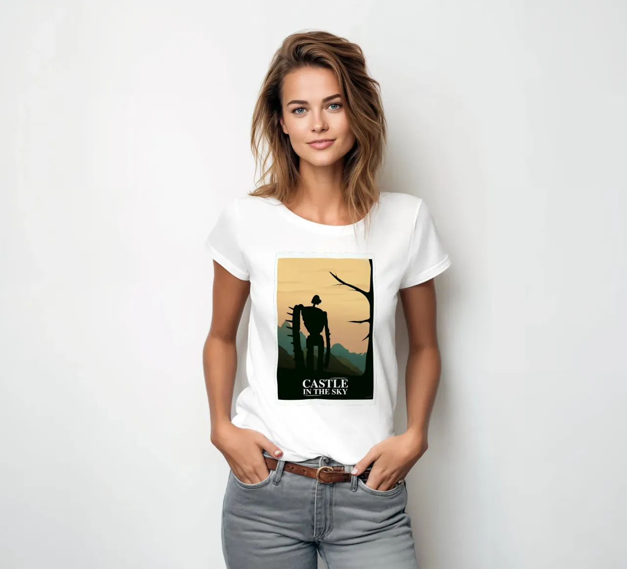 Castle in The Sky women's fitted t-shirt by Gallery Print and Art Limited