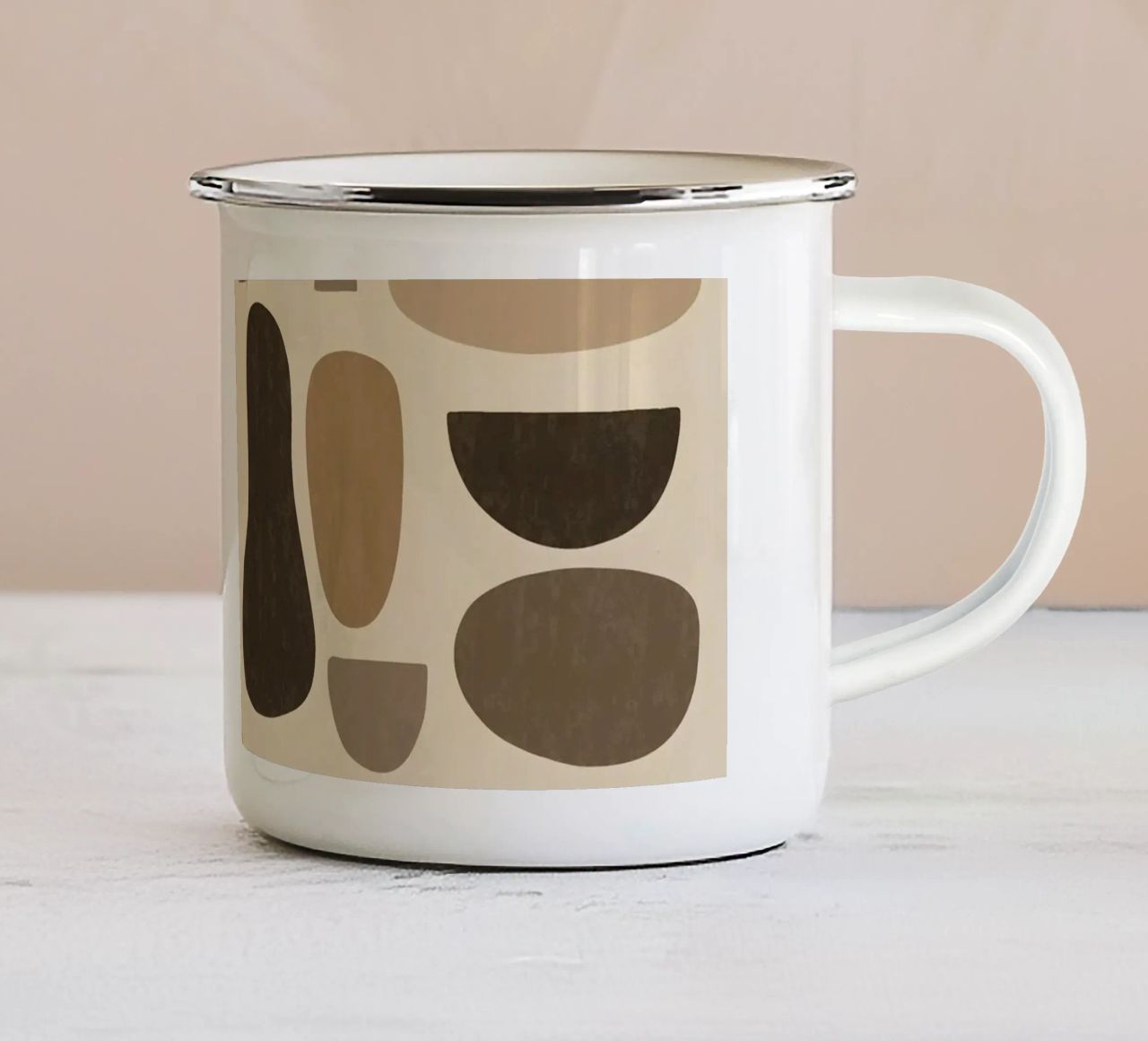 Abstract Organic Shapes in Browns tazza in smalto da Gypsy Galleria