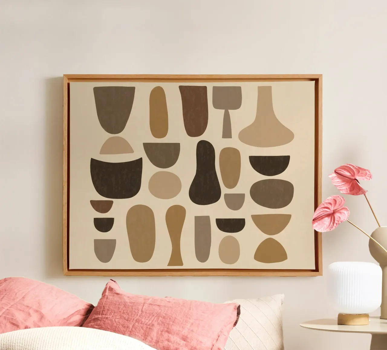 Abstract Organic Shapes in Browns tela con Cornice a cassetta da Gypsy Galleria