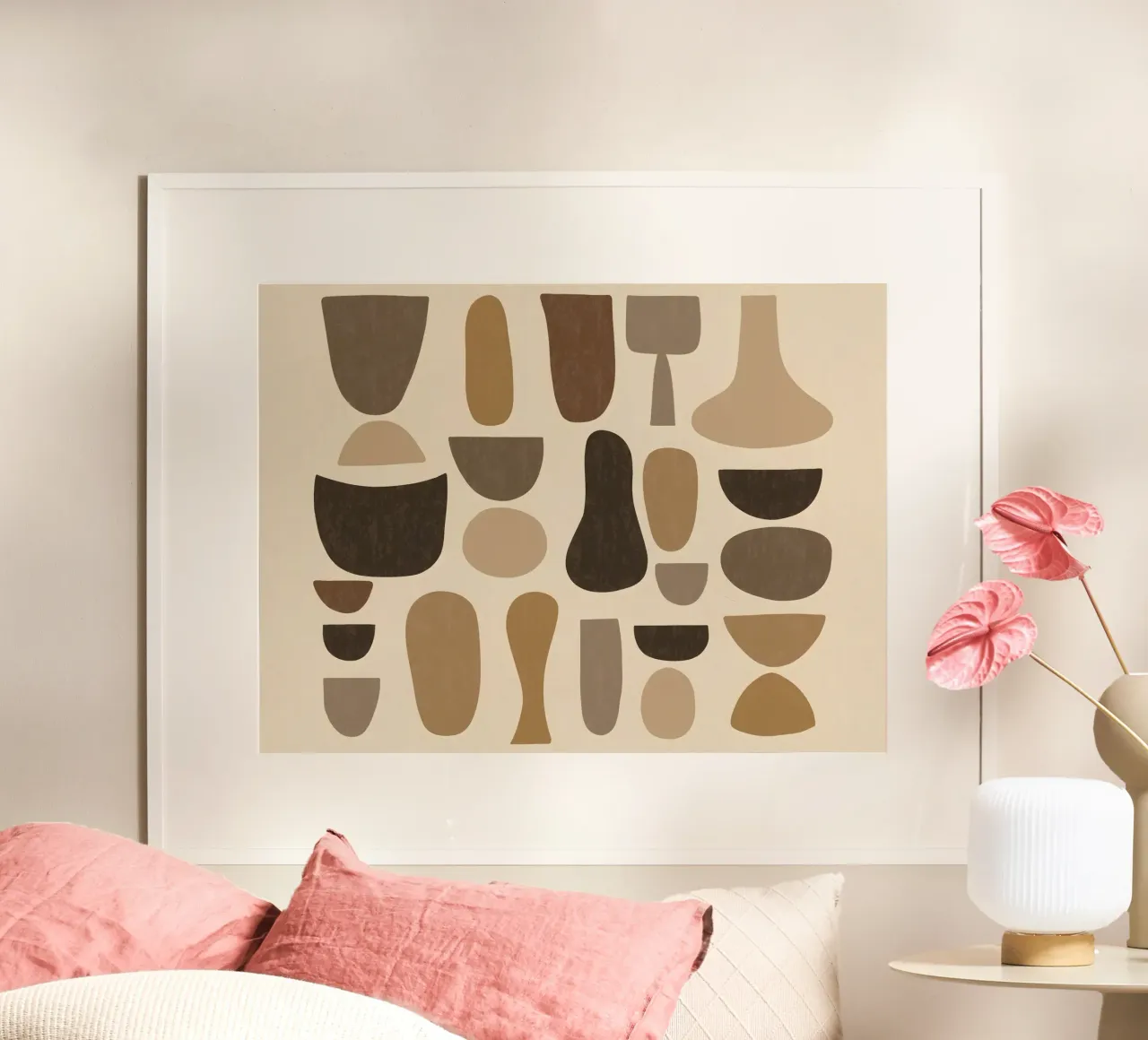 Abstract Organic Shapes in Browns poster con telaio in legno da Gypsy Galleria