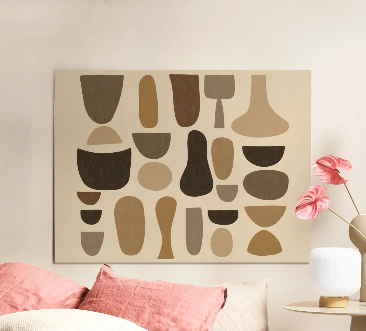 Abstract Organic Shapes in Browns poster con telaio in legno da Gypsy Galleria