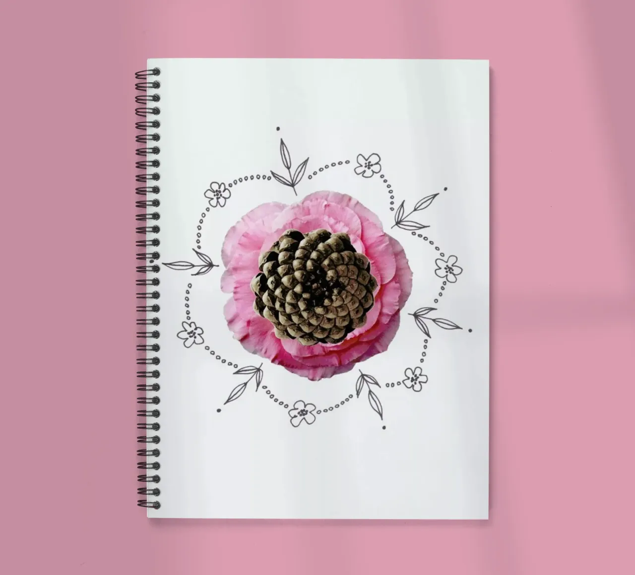 Pine Cone Collage spiral notebook by Miles of Light