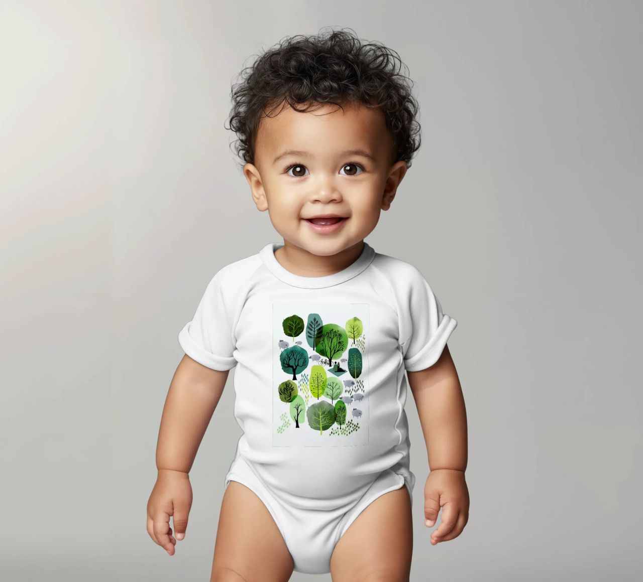Spring Forest body neonato maniche corte da Little Flourishes