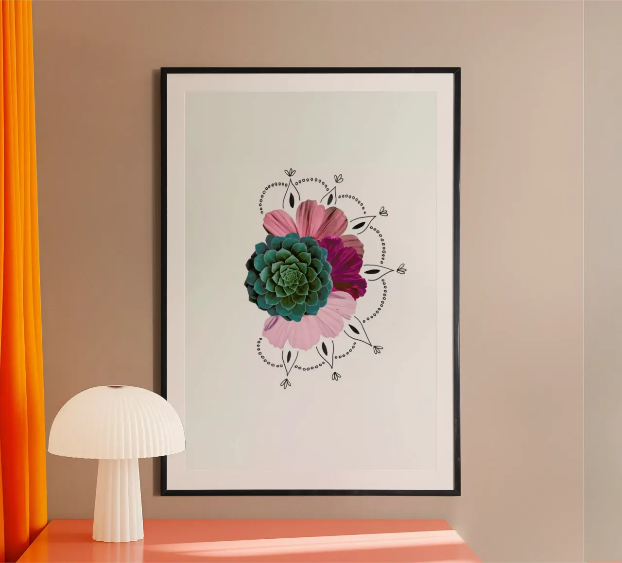 Succulent Collage poster con telaio in alluminio da Miles of Light
