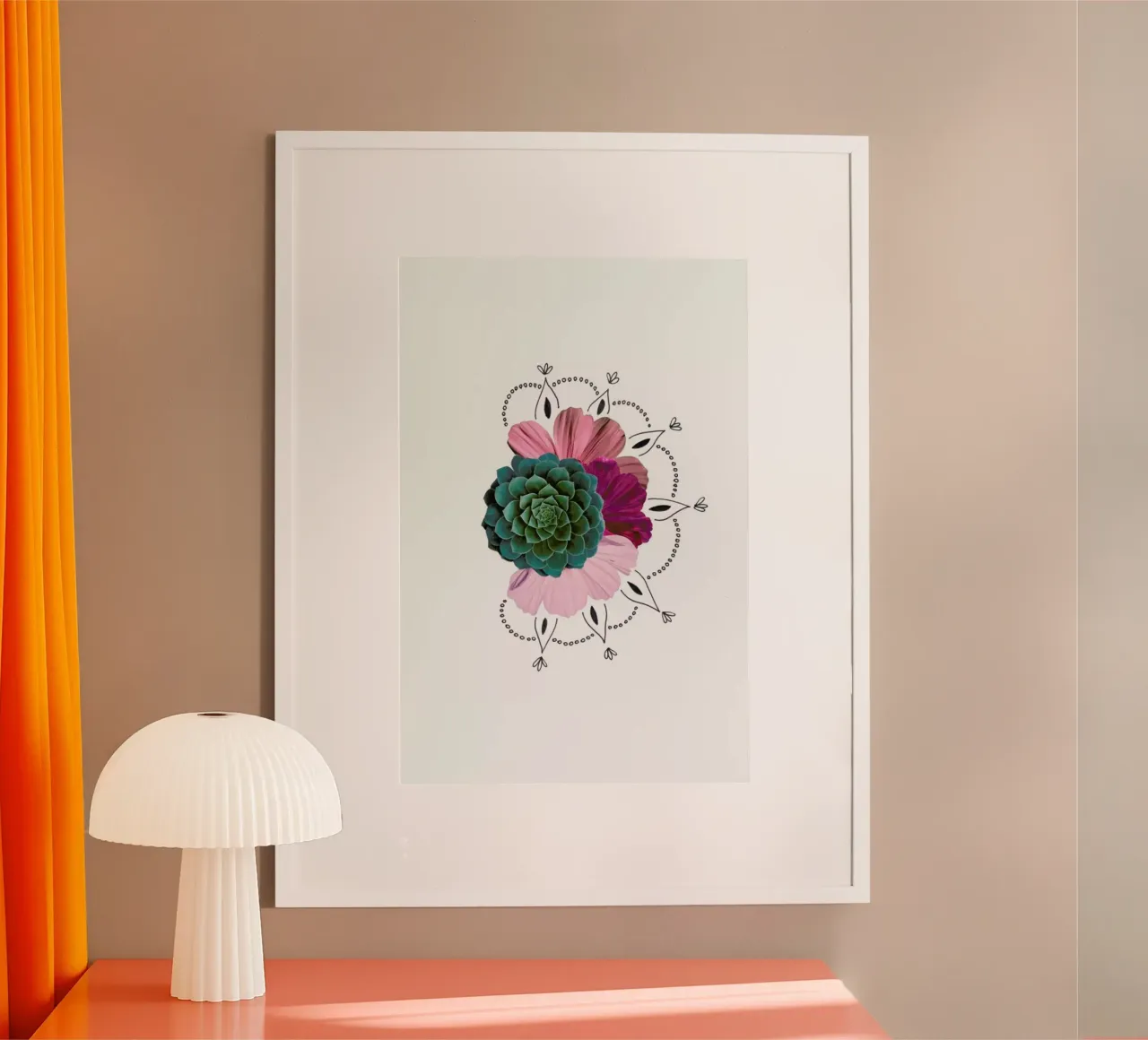 Succulent Collage poster con telaio in alluminio da Miles of Light
