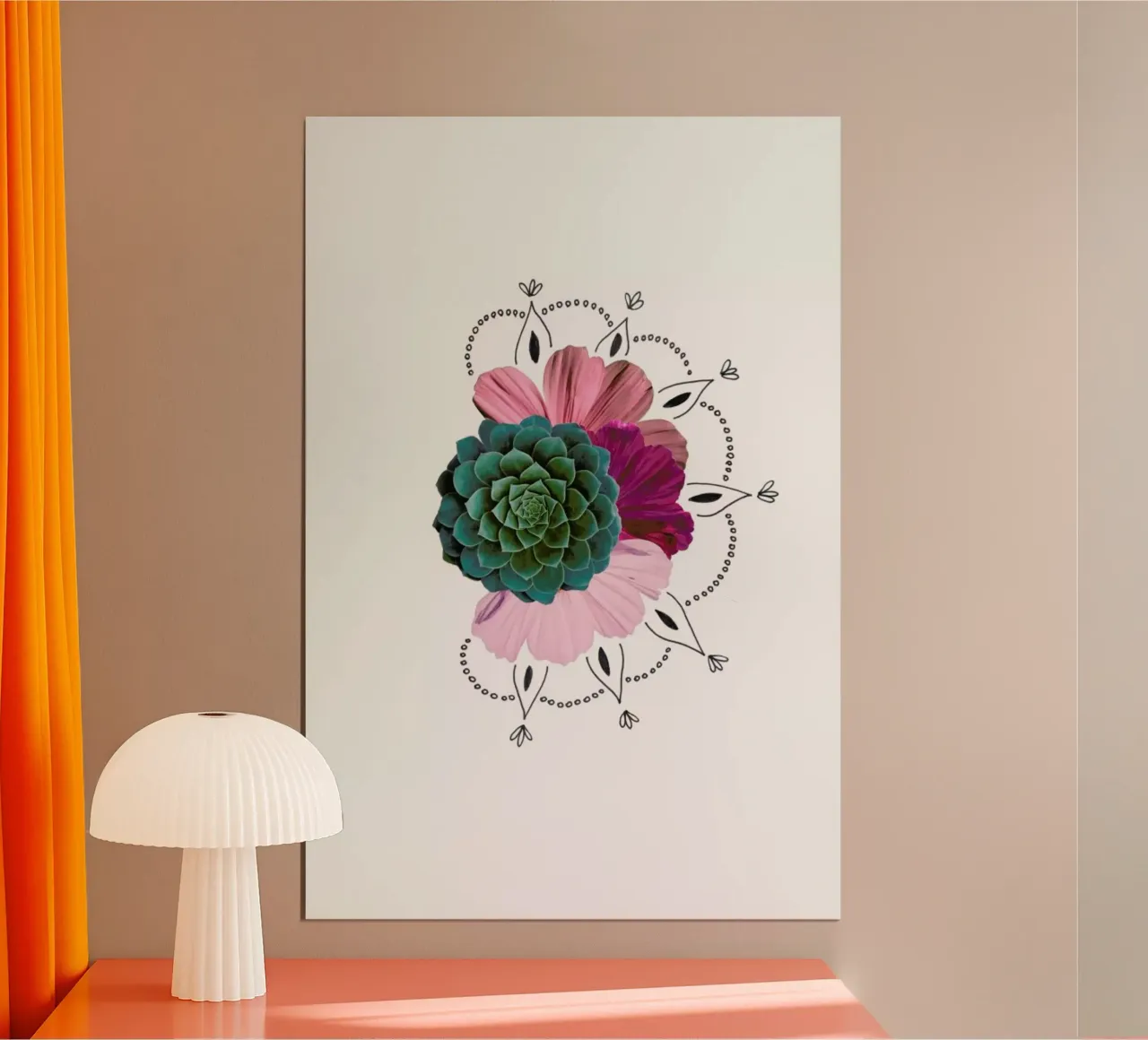 Succulent Collage poster con telaio in alluminio da Miles of Light