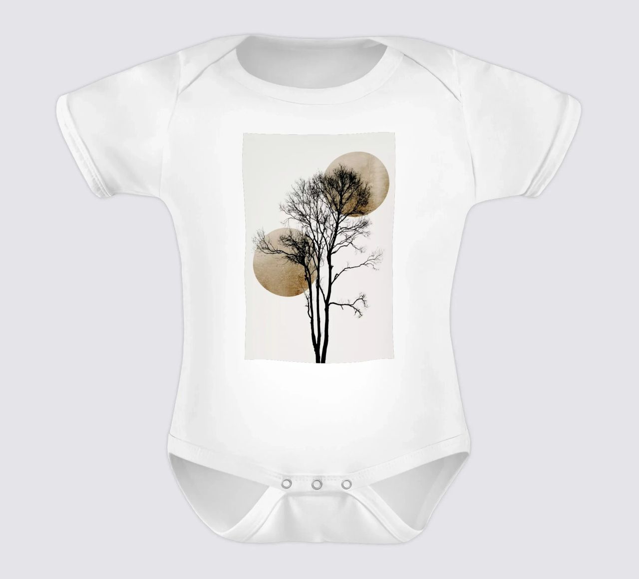Sun And Moon Hiding Gold Kurzarm Babybody von Kubistika
