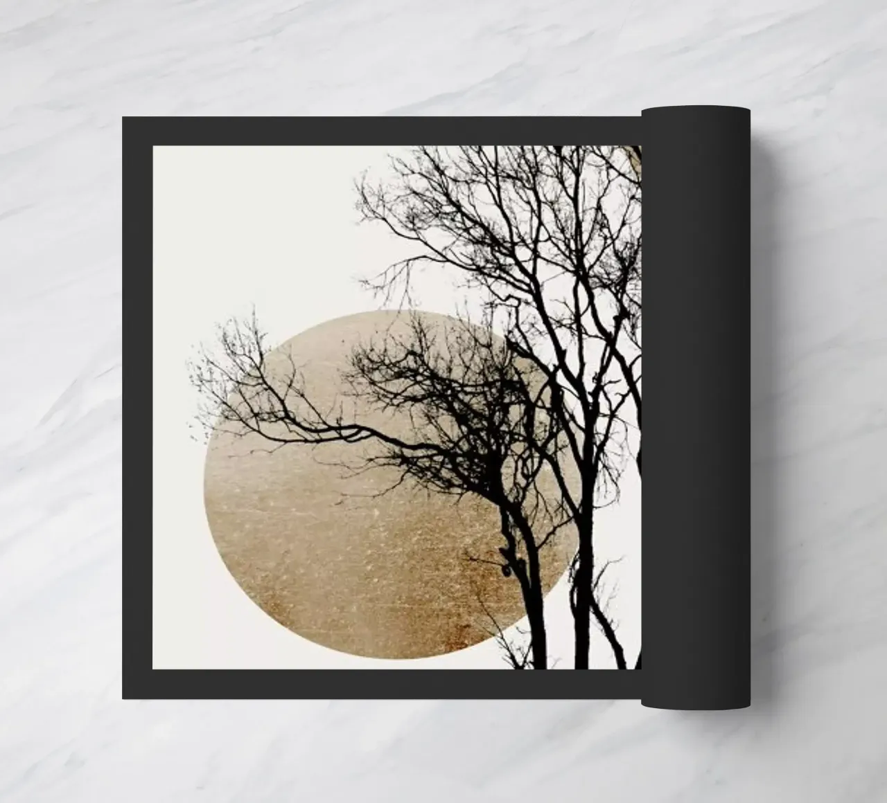 Sun And Moon Hiding Gold doormat by Kubistika