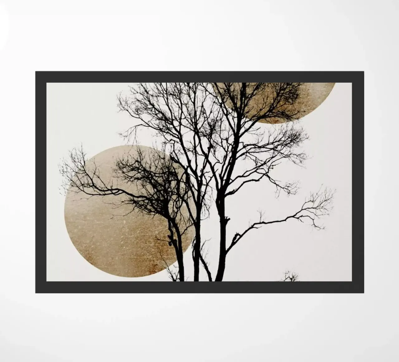 Sun And Moon Hiding Gold doormat by Kubistika