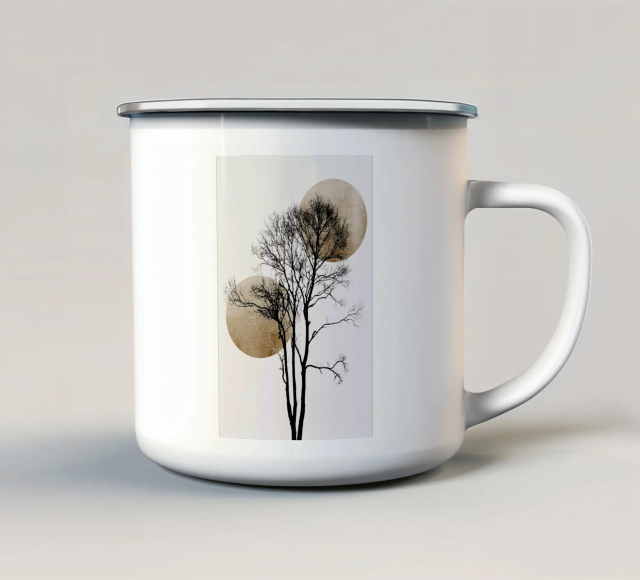 Sun And Moon Hiding Gold Emaille Tasse von Kubistika