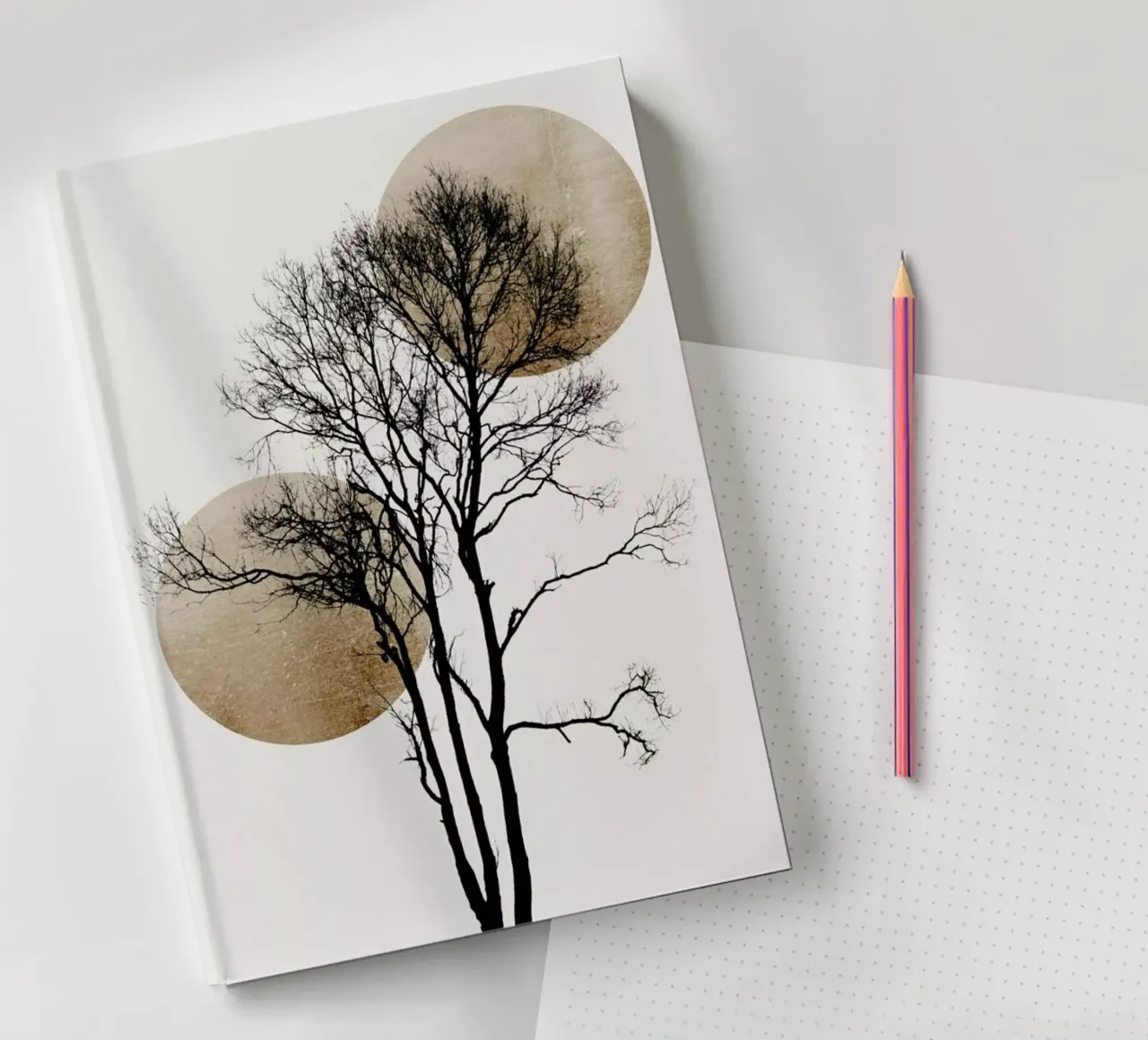 Sun And Moon Hiding Gold notebook by Kubistika