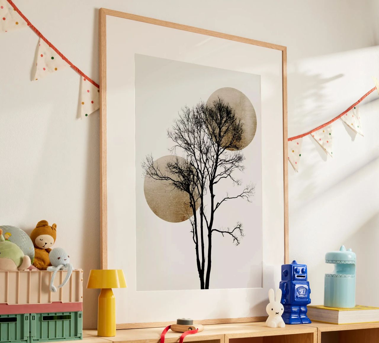 Sun And Moon Hiding Gold Poster von Kubistika