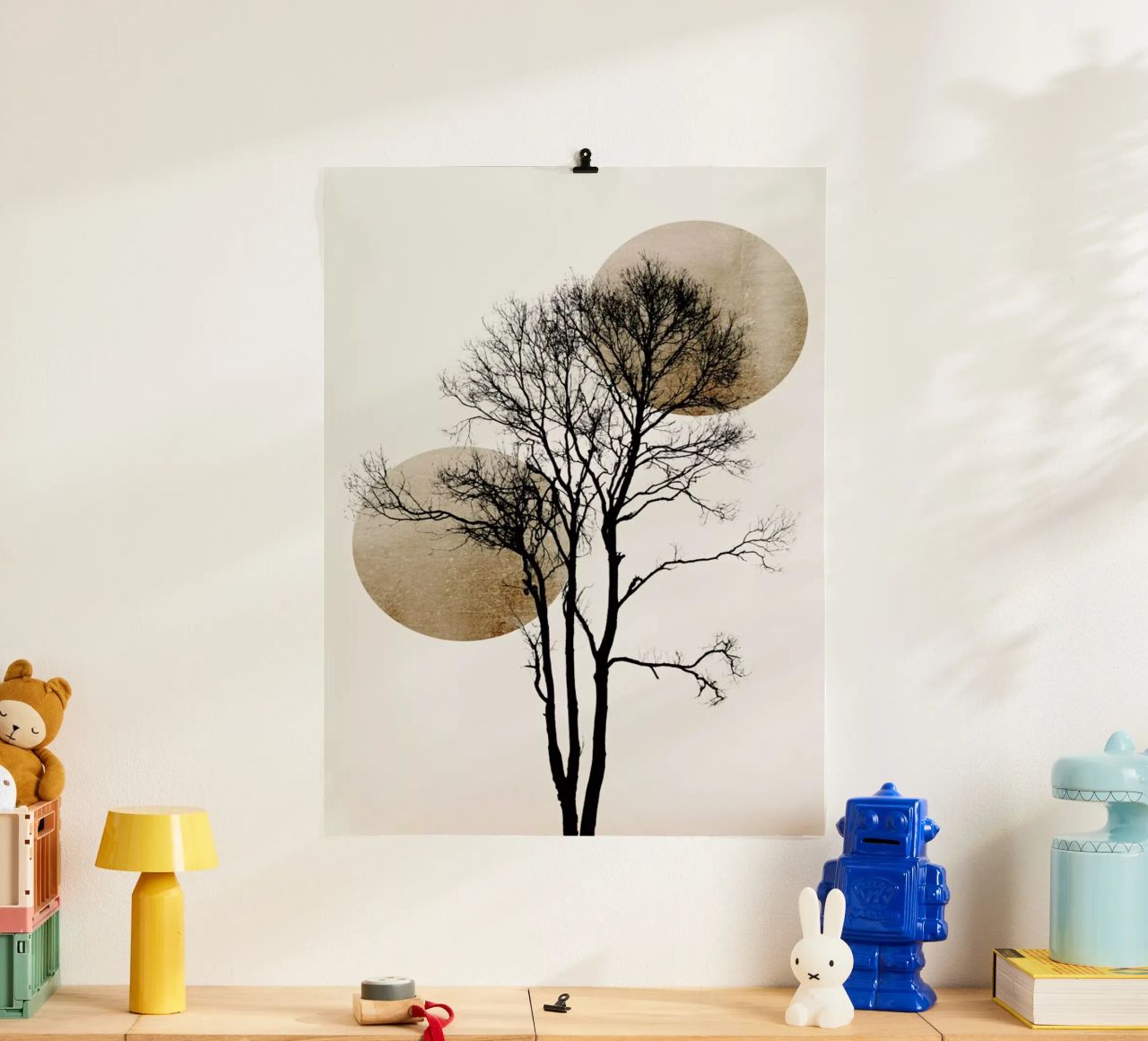 Sun And Moon Hiding Gold Poster von Kubistika