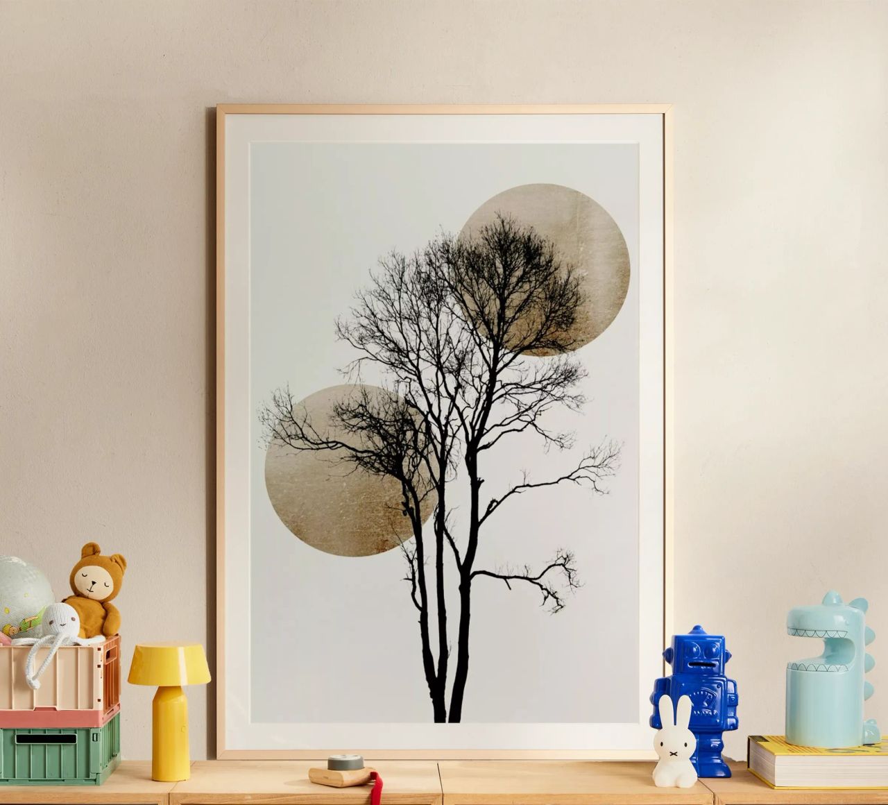 Sun And Moon Hiding Gold Poster von Kubistika
