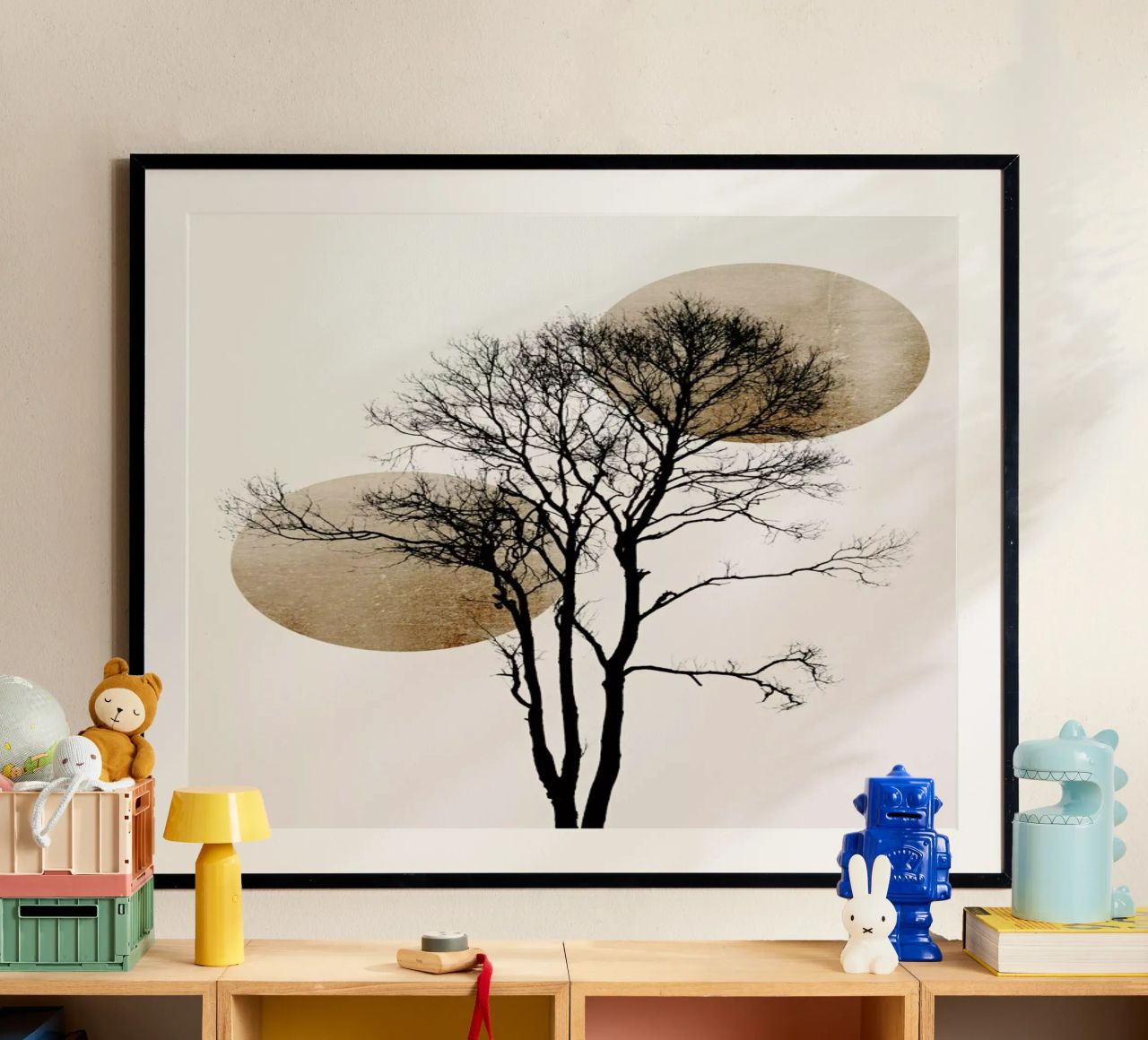 Sun And Moon Hiding Gold Poster von Kubistika
