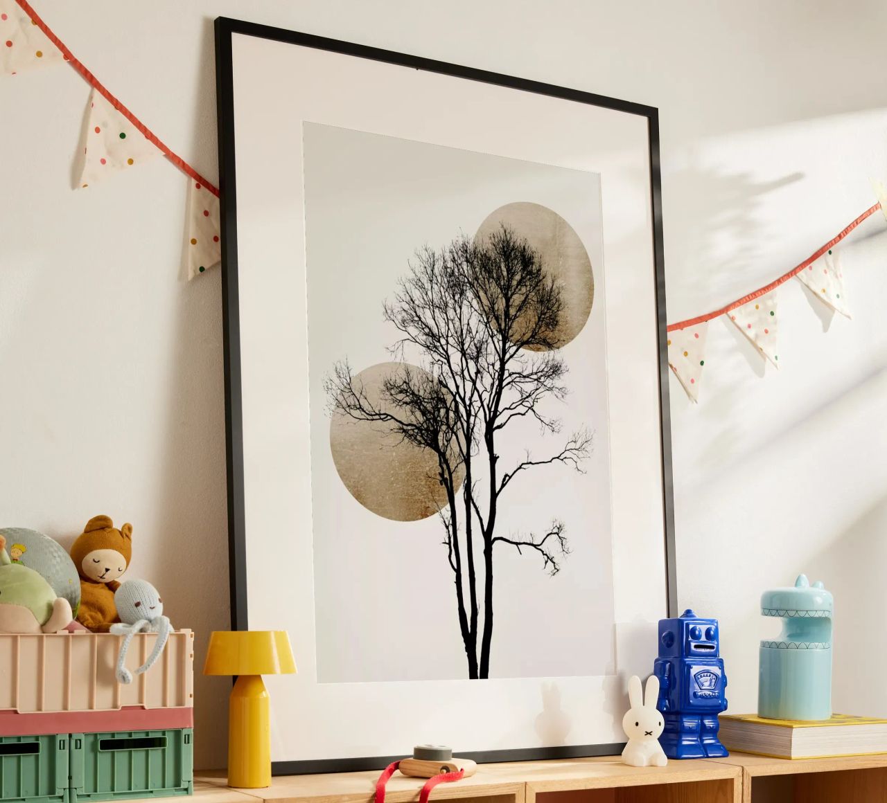 Sun And Moon Hiding Gold Poster von Kubistika