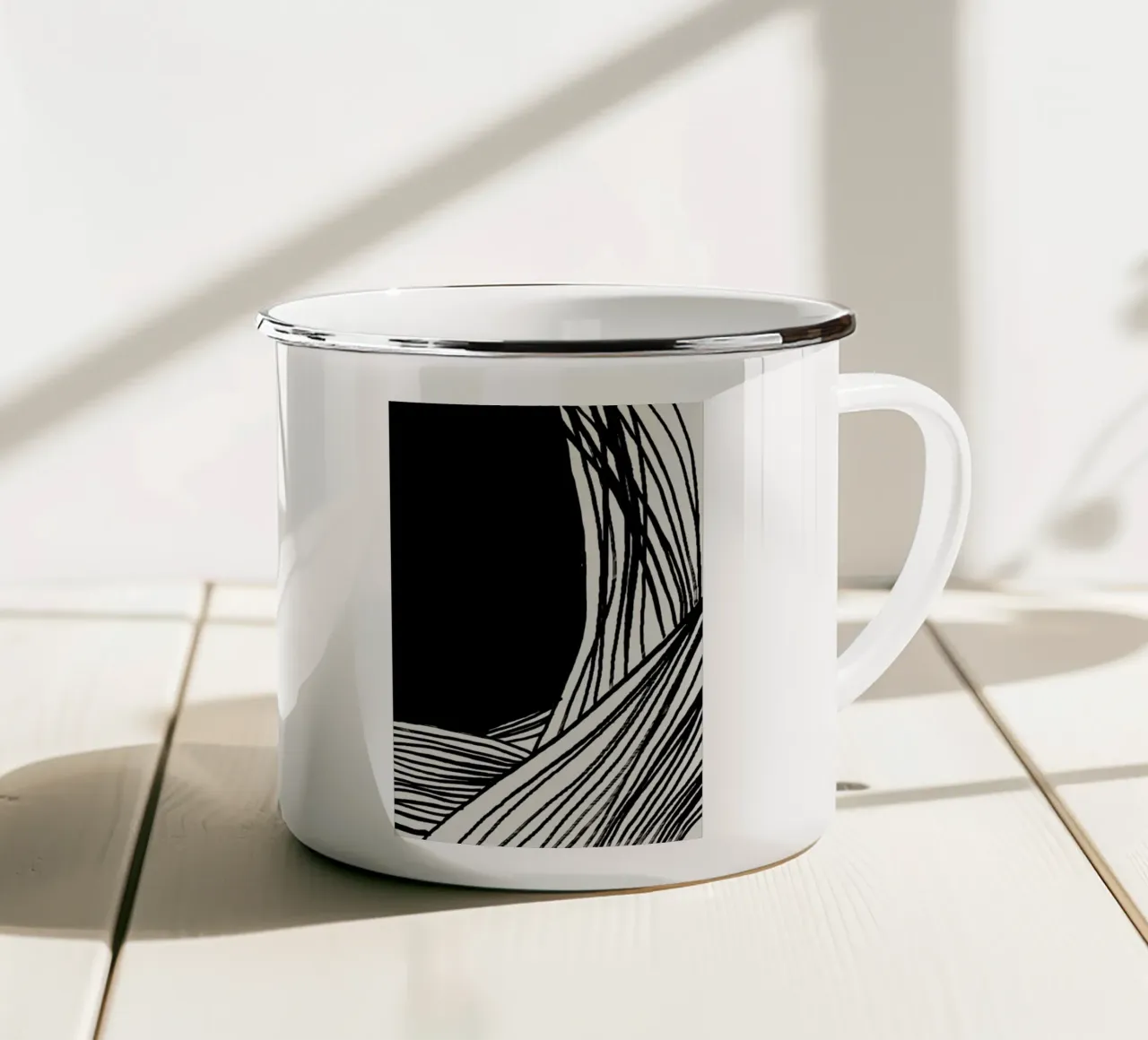 Wave Black enamel mug by 170QM
