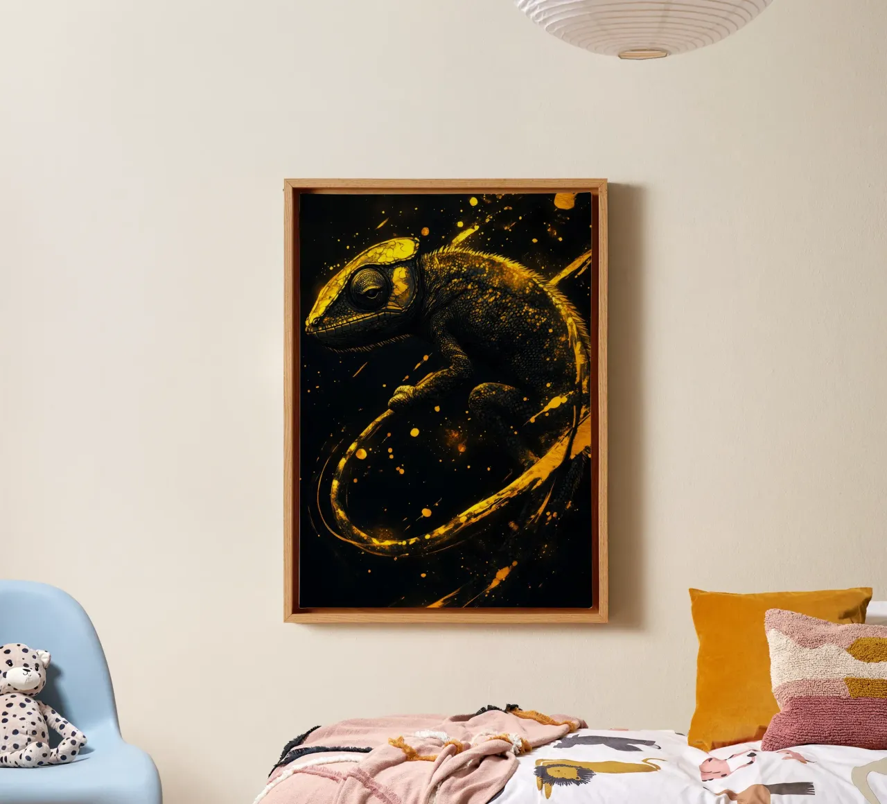 Camaleonte d'oro tela con Cornice a cassetta da Justyna Jaszke JBJart