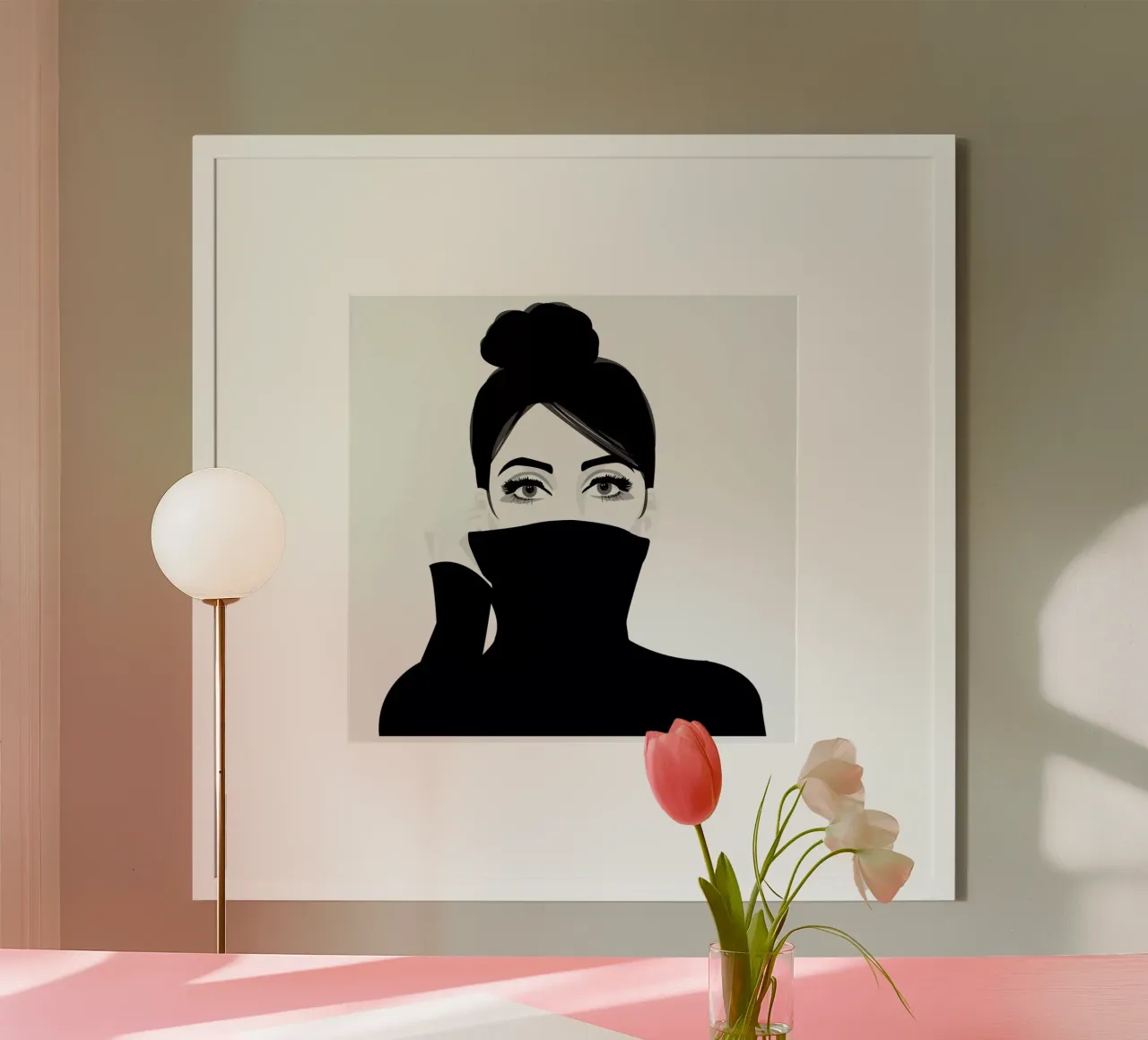 Girl in turtleneck poster con telaio in plastica da Ctoft
