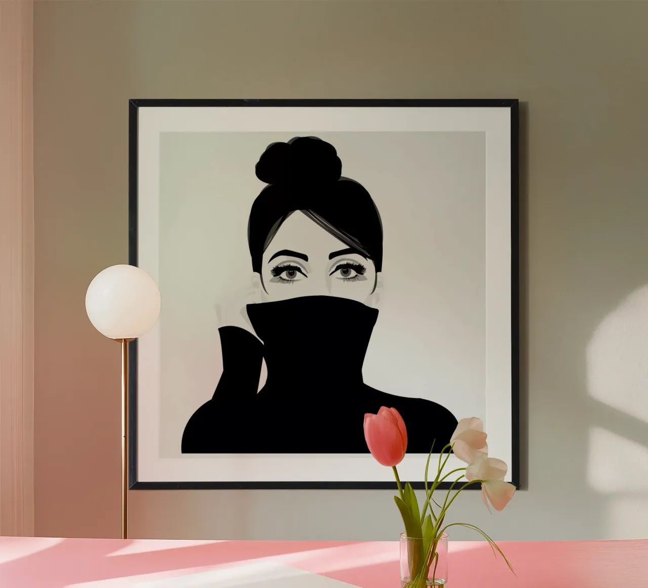 Girl in turtleneck poster con telaio in plastica da Ctoft