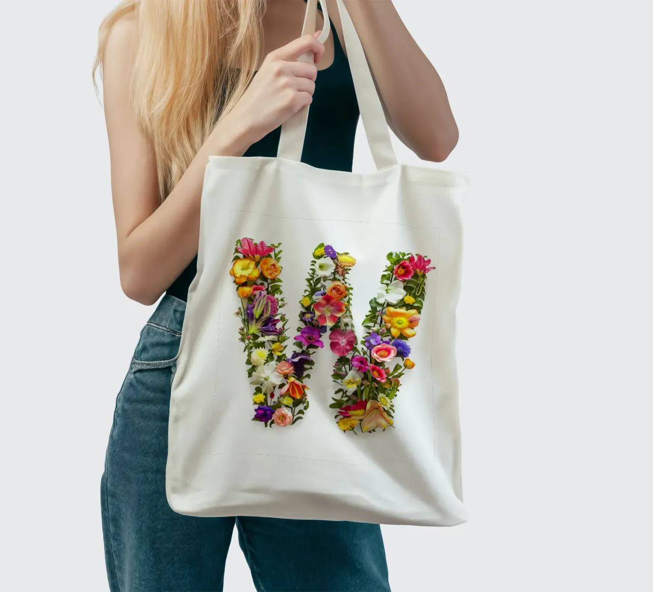 Fiore lettera W borsa in juta da My Tiny Home