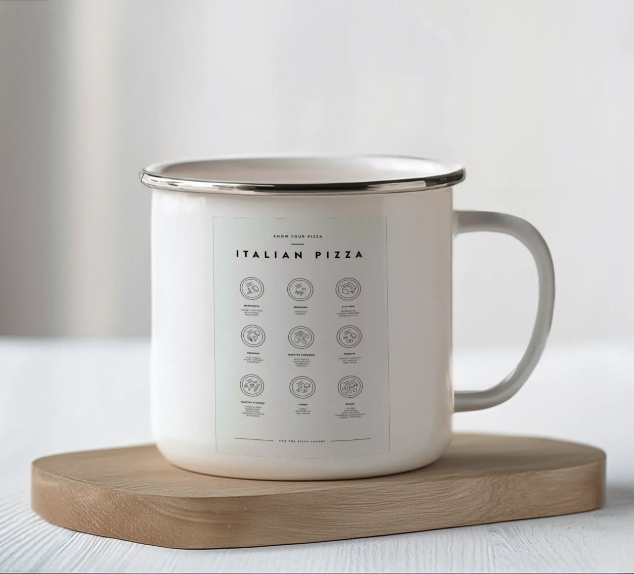 Know your Pizza tazza in smalto da daylight design studio