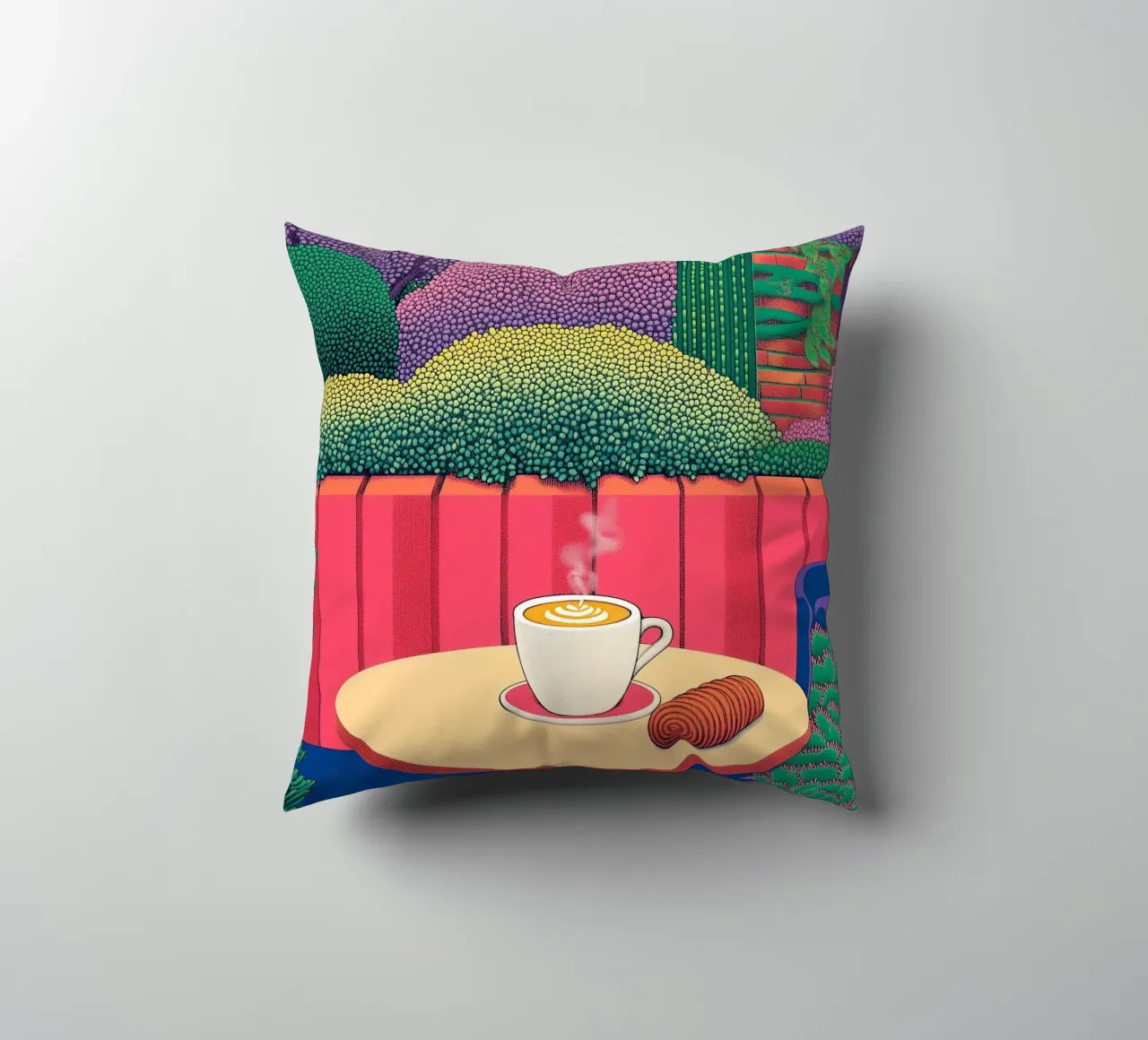 Cannella e caffè - Poster della cucina del caffè botanico cuscino da Kaji