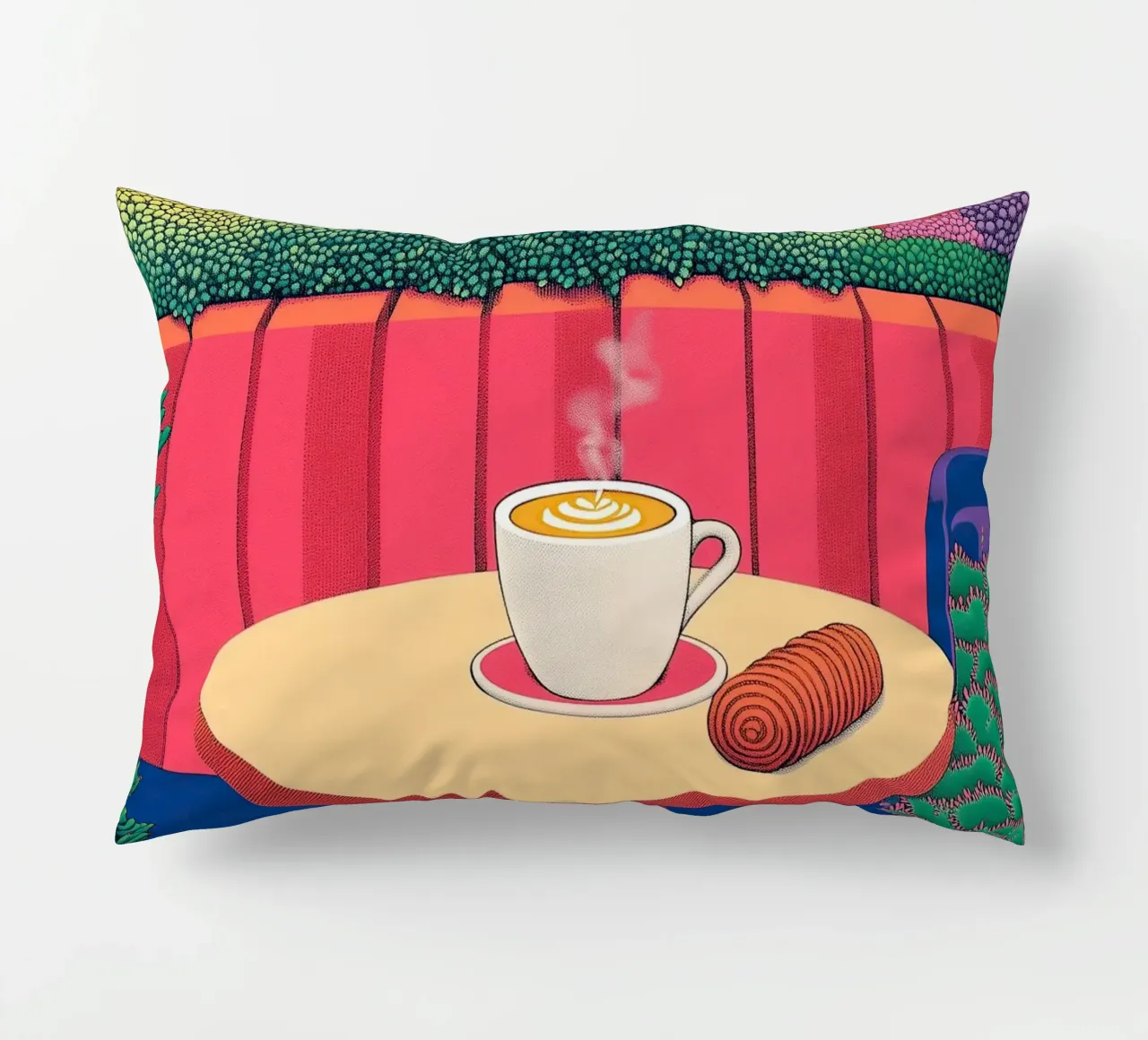 Cannella e caffè - Poster della cucina del caffè botanico cuscino da Kaji
