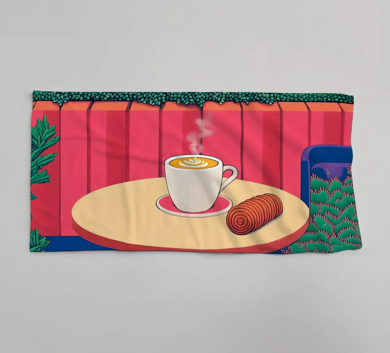 Cannella e caffè - Poster della cucina del caffè botanico asciugamano da bagno da Kaji