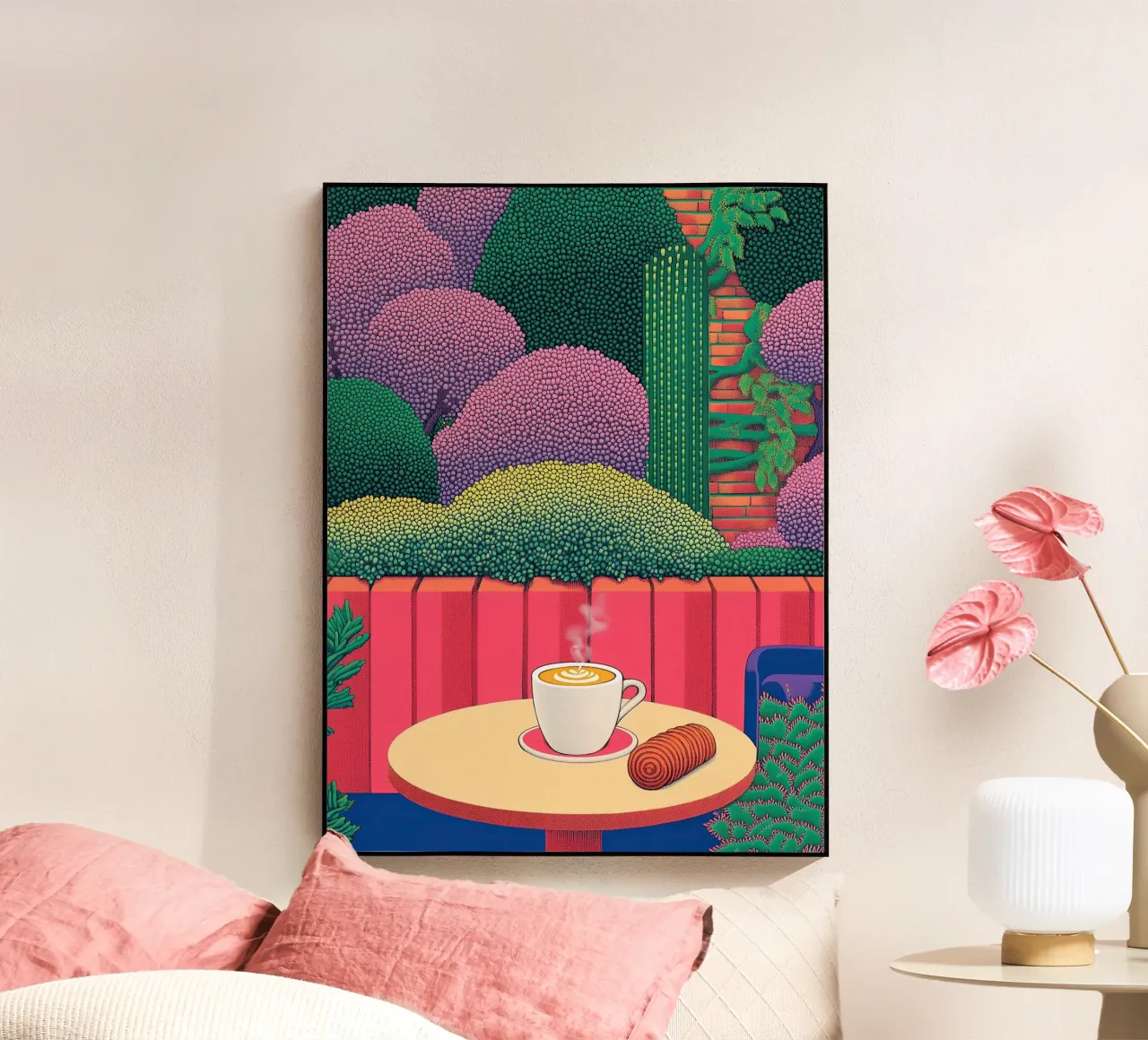 Cannella e caffè - Poster della cucina del caffè botanico plexiglass da Kaji