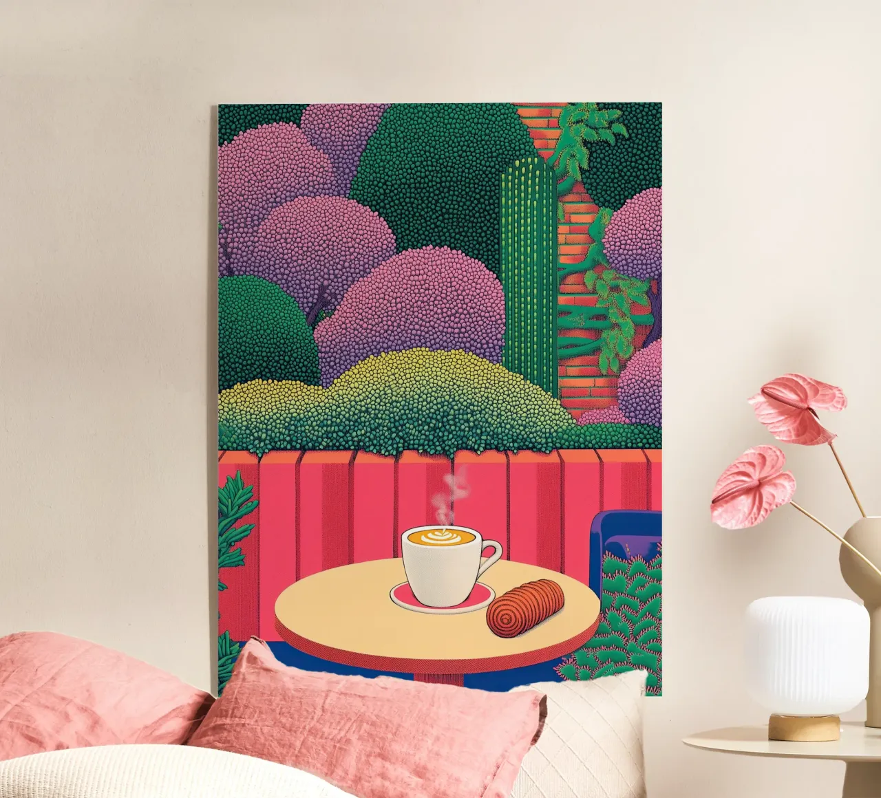 Cannella e caffè - Poster della cucina del caffè botanico plexiglass da Kaji