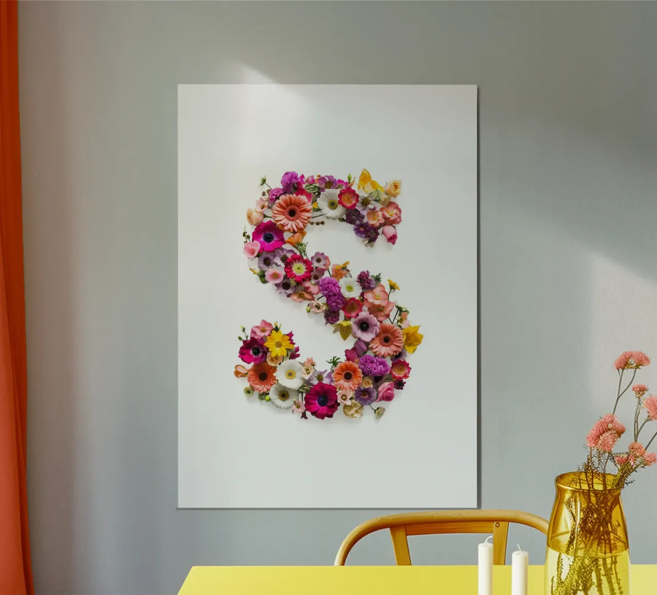 Fiore lettera S poster con telaio in alluminio da My Tiny Home