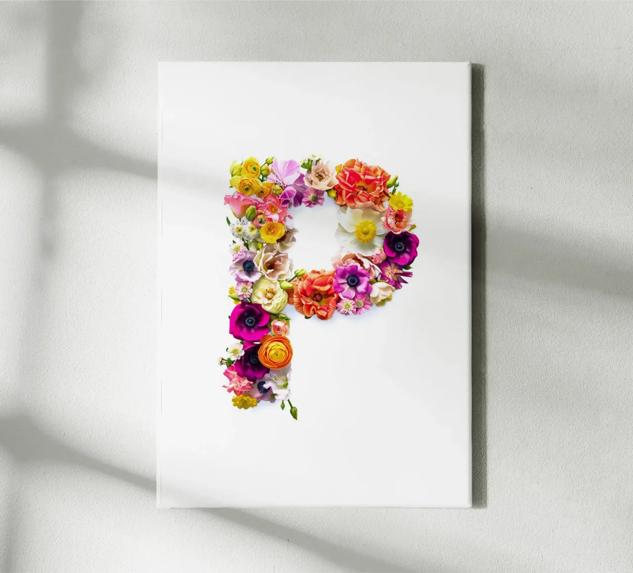 Bloemen letter P canvas met Baklijst van My Tiny Home