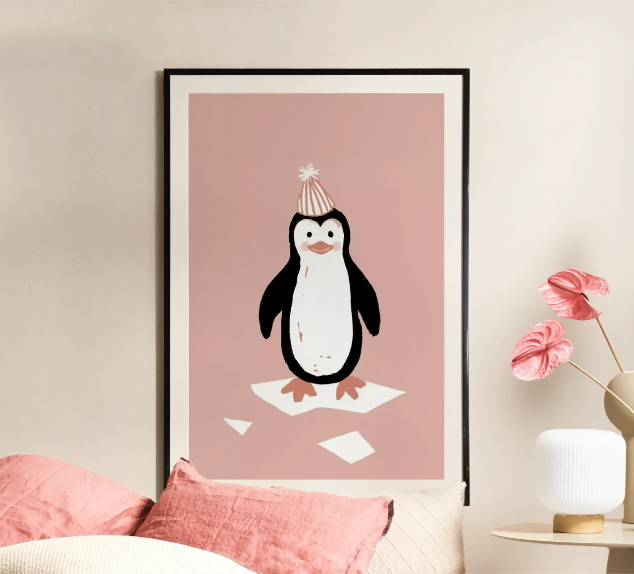 Winter Penguin poster con telaio in plastica da Farina Kuklinski