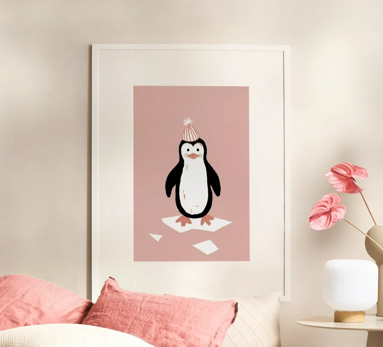 Winter Penguin poster con telaio in plastica da Farina Kuklinski