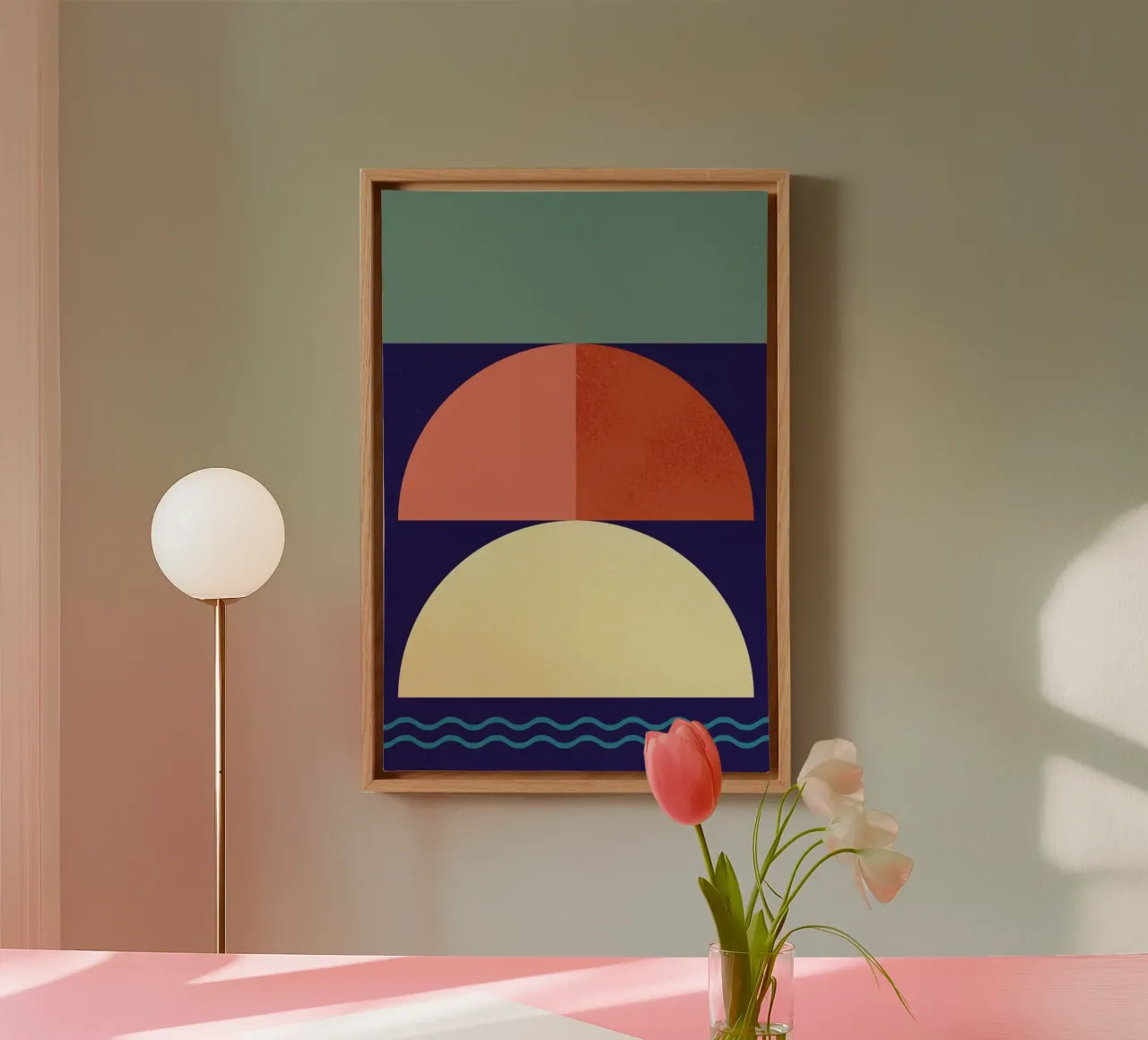 Setting Sun Leinwand mit Schattenfugenrahmen von daylight design studio