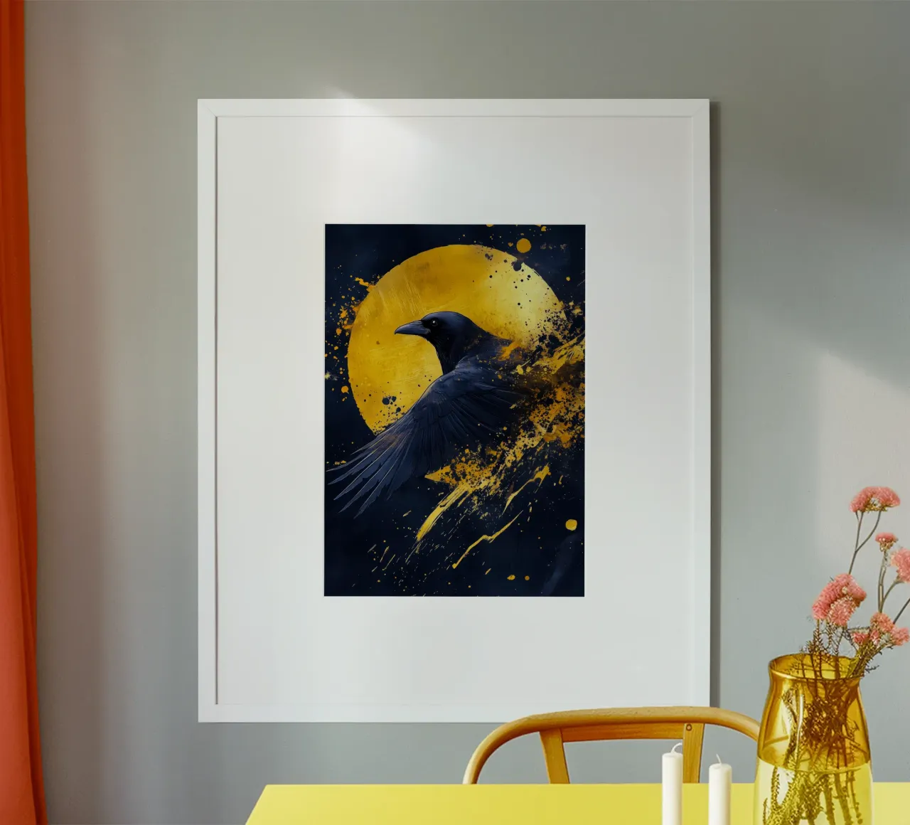 Corvo d'oro poster con telaio in alluminio da Justyna Jaszke JBJart