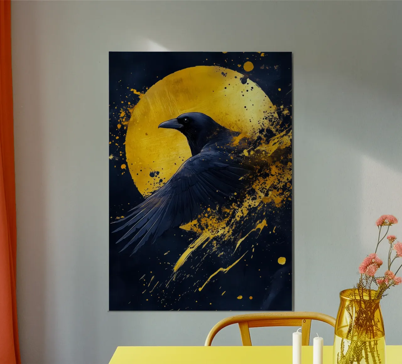 Corvo d'oro poster con telaio in alluminio da Justyna Jaszke JBJart