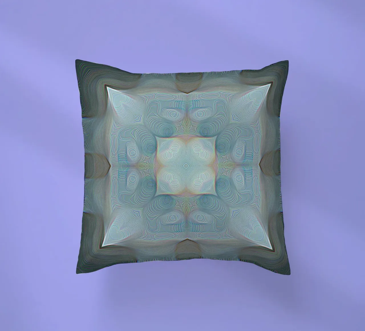 Caleidoscopio a 4 angoli con linee e motivi, bluastro cuscino da Gürsel Yesil Digital Art