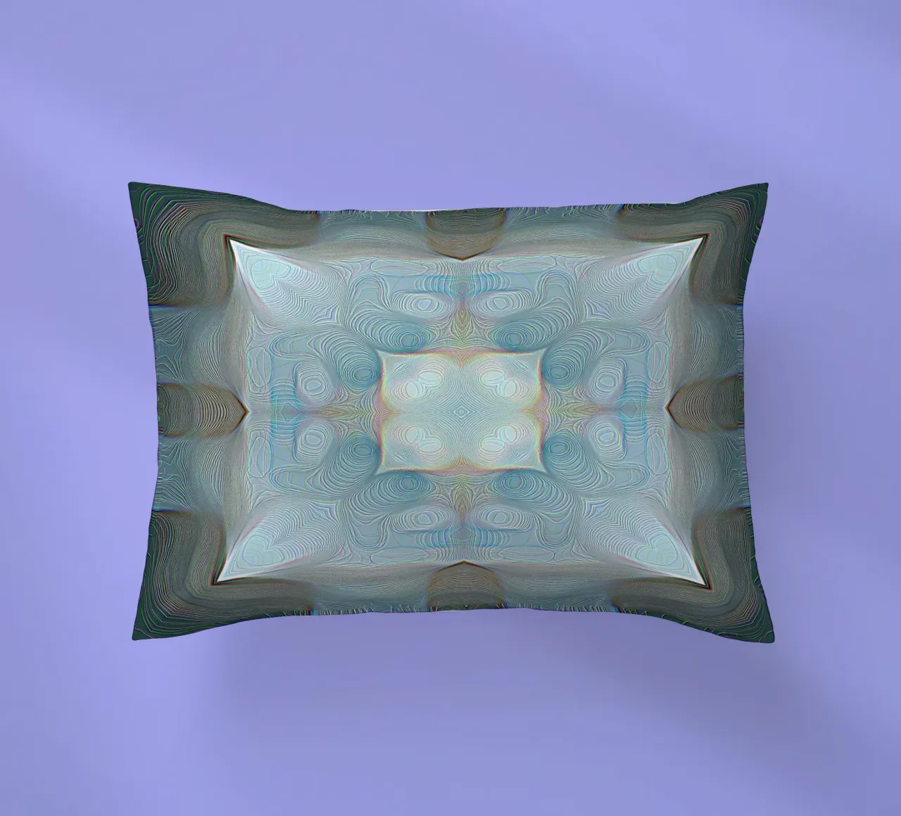 Caleidoscopio a 4 angoli con linee e motivi, bluastro cuscino da Gürsel Yesil Digital Art