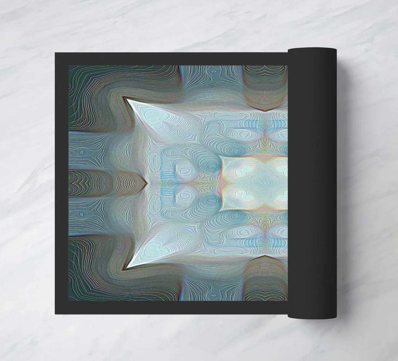 4 hoeken caleidoscoop met lijnen gedessineerde vormen, blauwachtig deurmat van Gürsel Yesil Digital Art